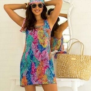 Lilly Pulitzer Betty Silk Racerback Dress In Electric Feel
